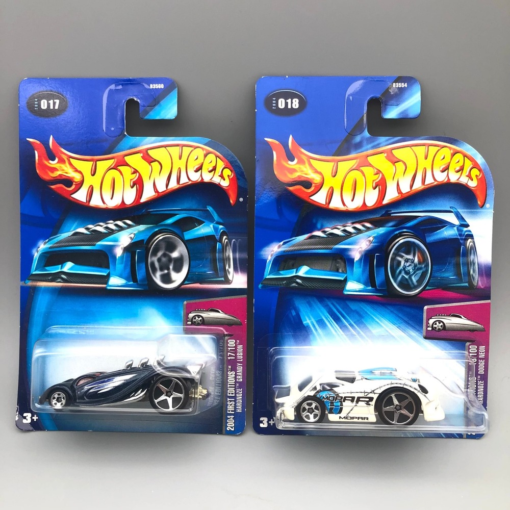 Hot Wheels 2004 First Editions Hardnoze Grandy Lusion, Dodge Neon Mopar Lot of 2